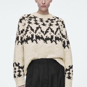 COS Cream and Black Fair Isle Sweater